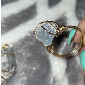 Blue calcite ring (handmade)